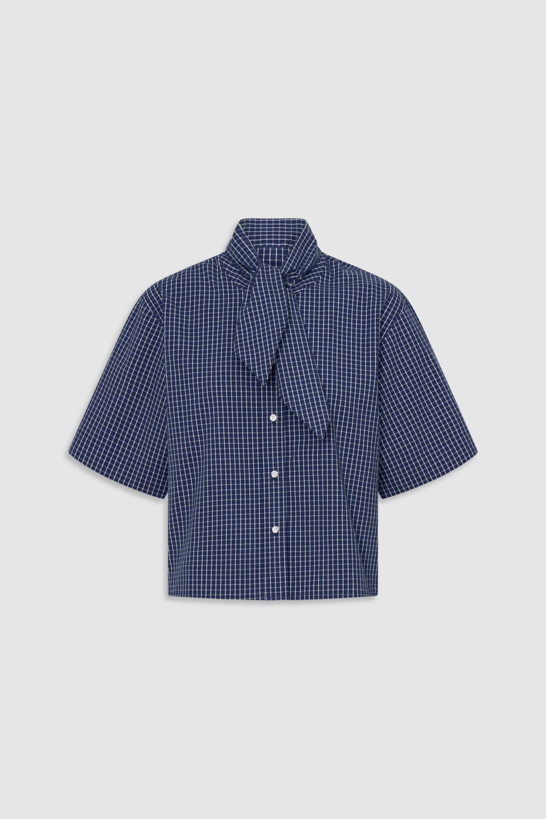 Check Tie Neck Shirt