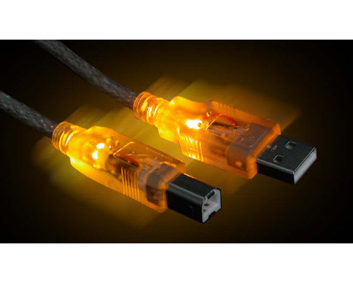 6 ft Yellow LED USB 2.0 A-B Cable M/M