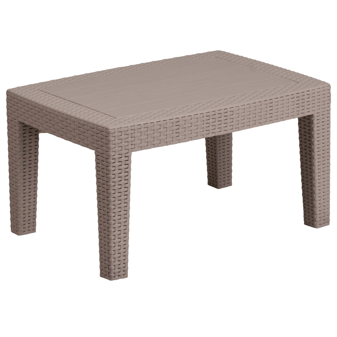 Seneca Light Gray Faux Rattan Coffee Table