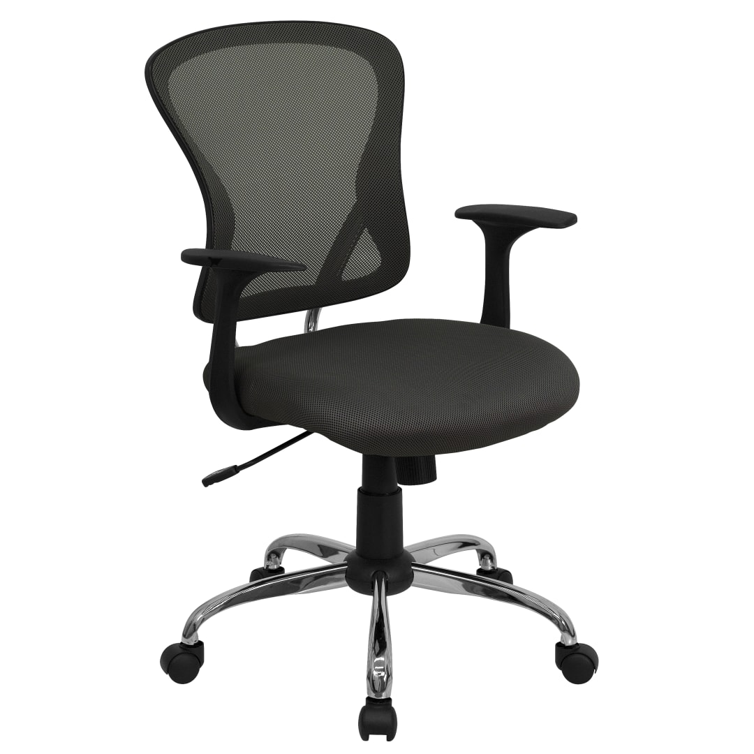 Alfred Mid-Back Dark Gray Mesh Swivel Task Office Chair with Chrome Base and Arms