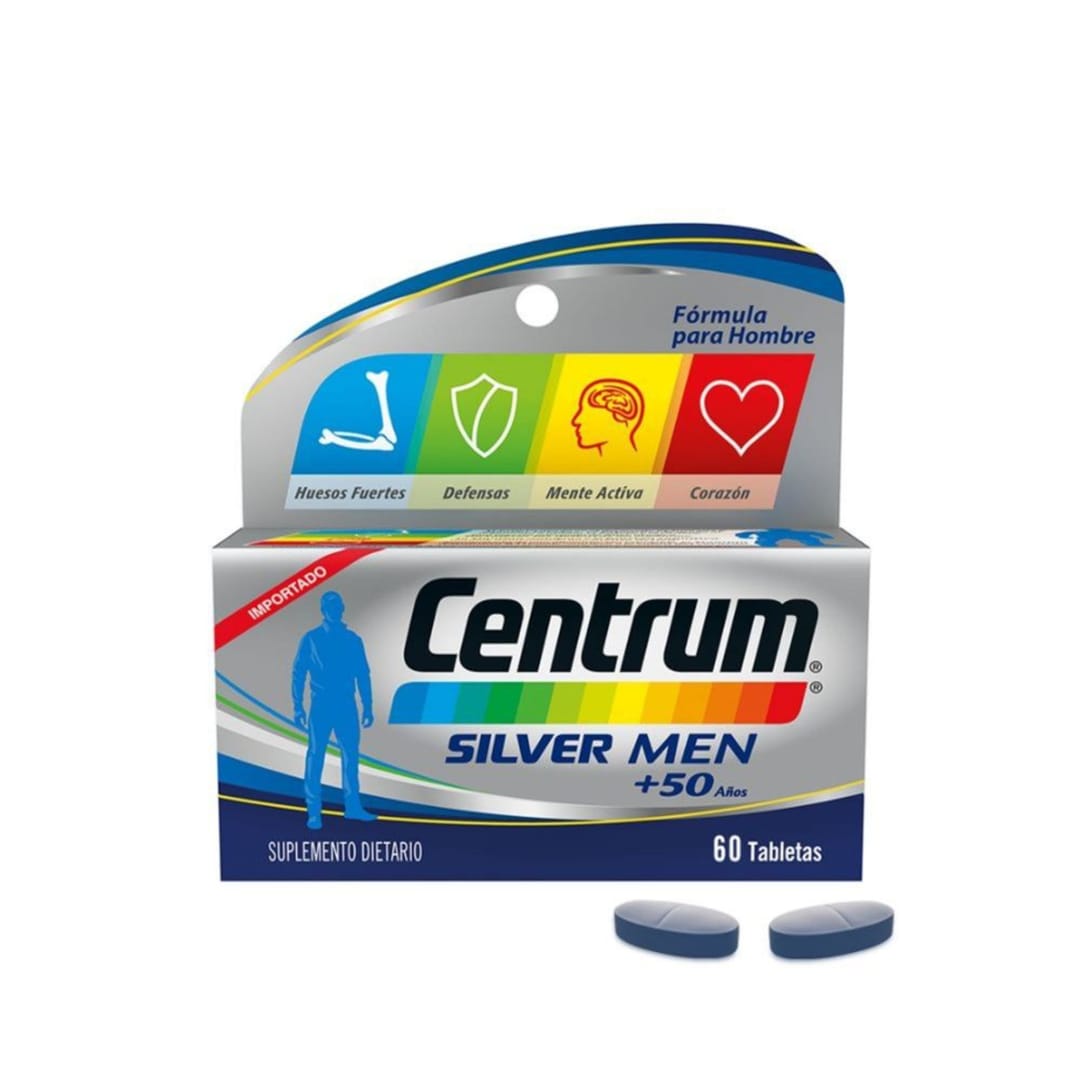 Centrum Silver Men Multivitamínico para hombres mayores de 50 años x 60 tabs