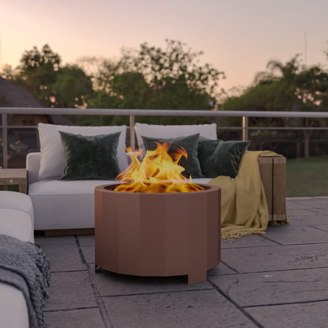 Titus Commercial Grade 27 inch Smokeless Outdoor Firepit, Natural Wood Burning Portable Fire Pit With Water-Resistant Cover, Bronze