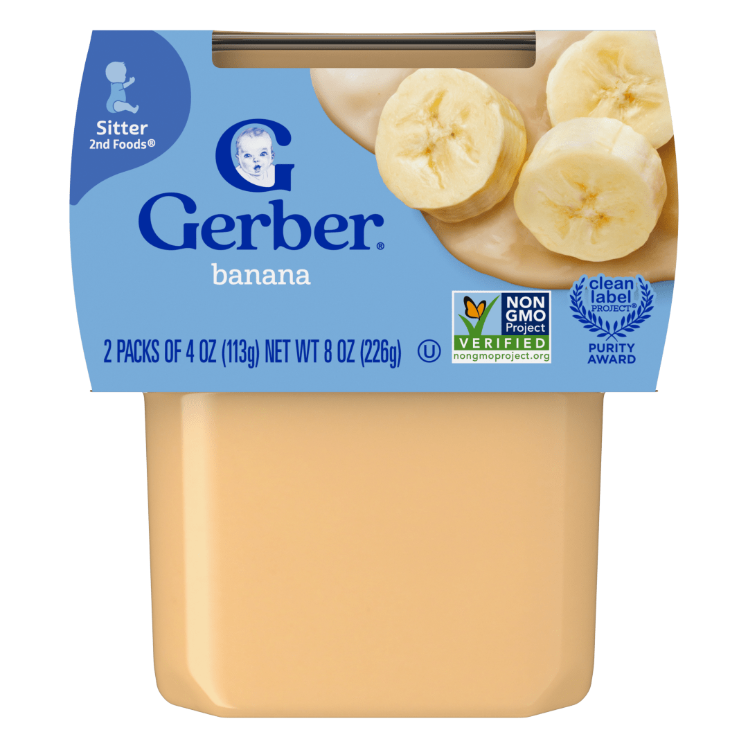 Gerber Stage 2 Baby Food, Banana Puree Tubs, Baby Puree, 2PK