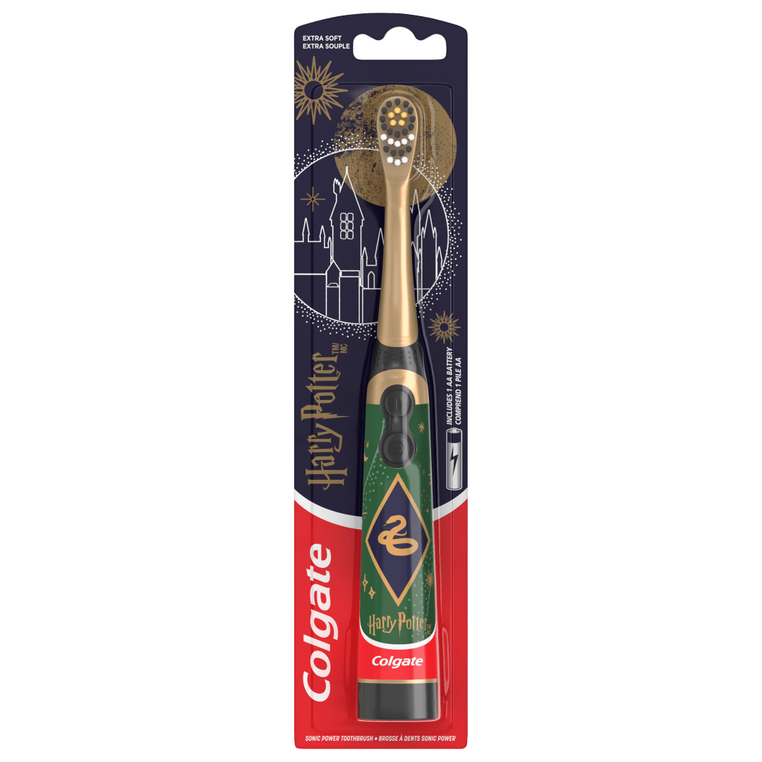 Brosse à dents à pile Colgate Harry Potter Serpentard pour enfants, Extra souple, lot de 1