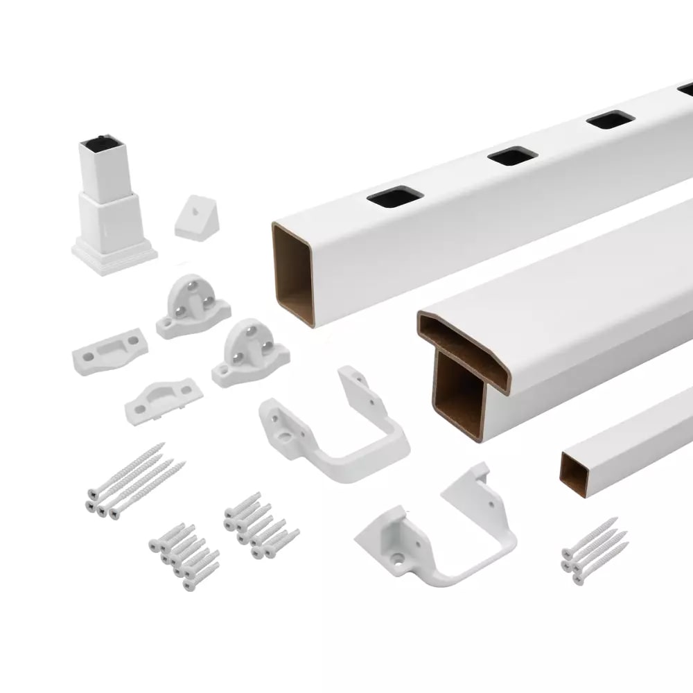 8-ft x 42-in Select Stair T-Rail Kit with Square Composites Balusters - Classic White