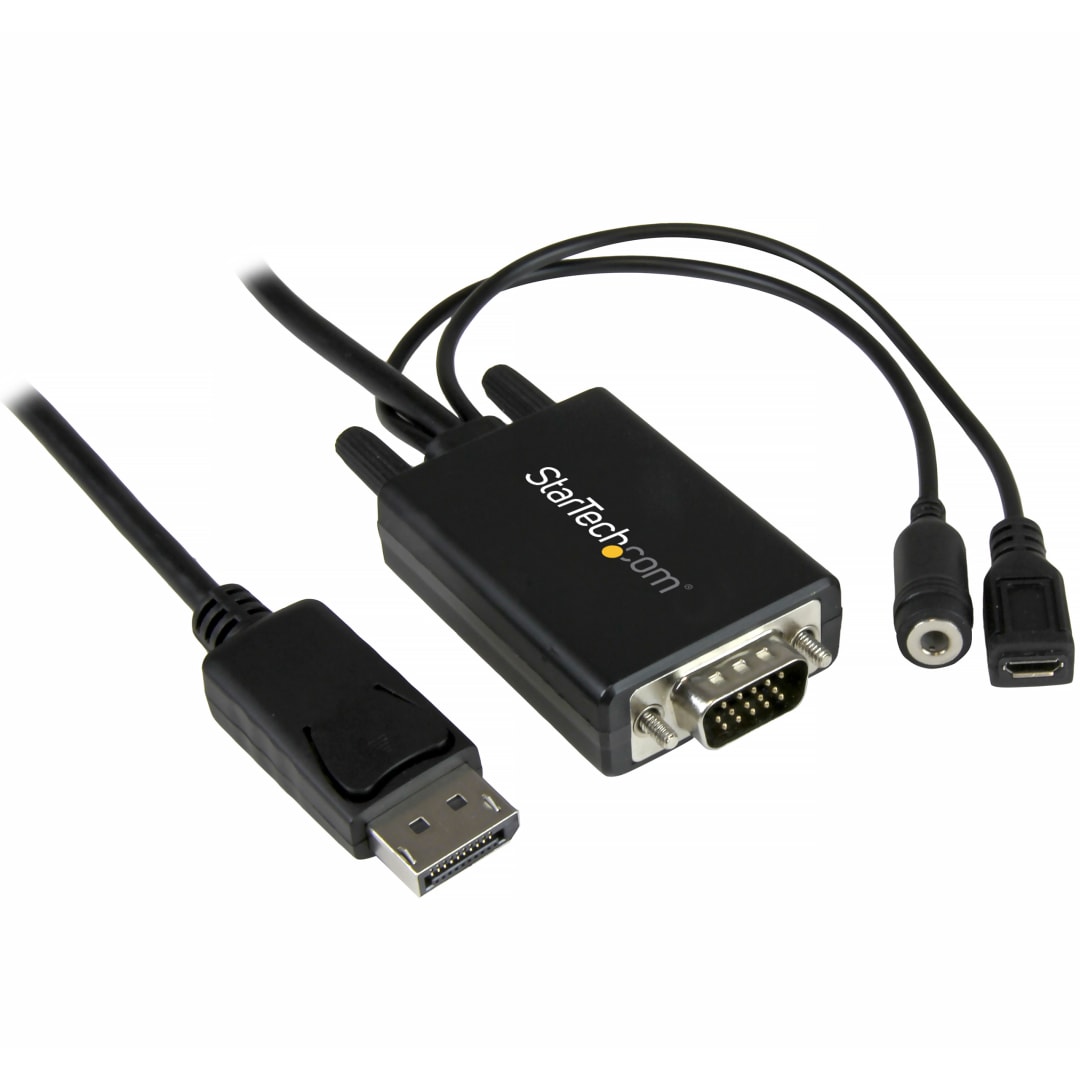 6ft DP to VGA Video Adapter Cable with Audio - 2m
