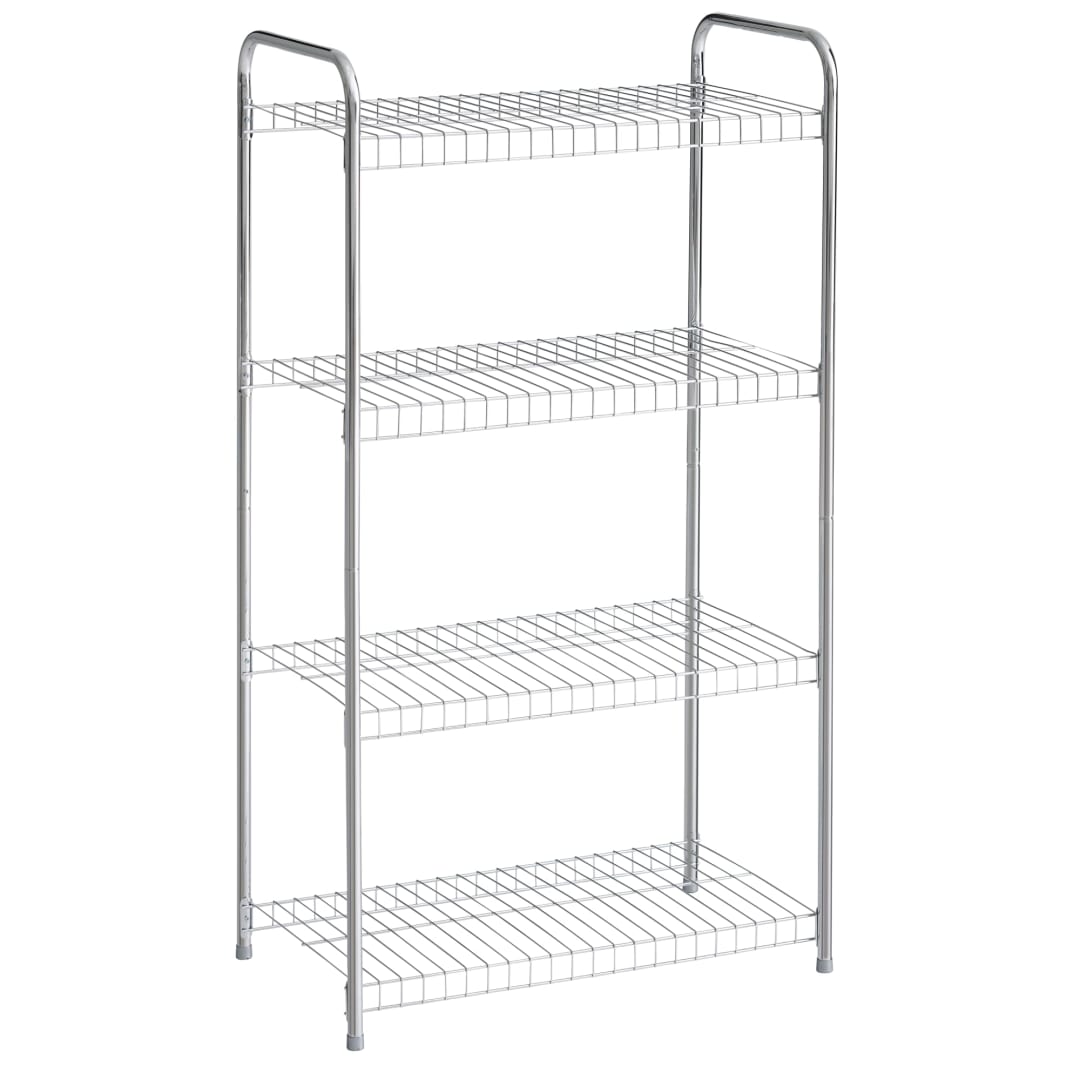 Rubbermaid Freestanding 4-Tier Multipurpose Wire Shelving Unit, Satin Nickel