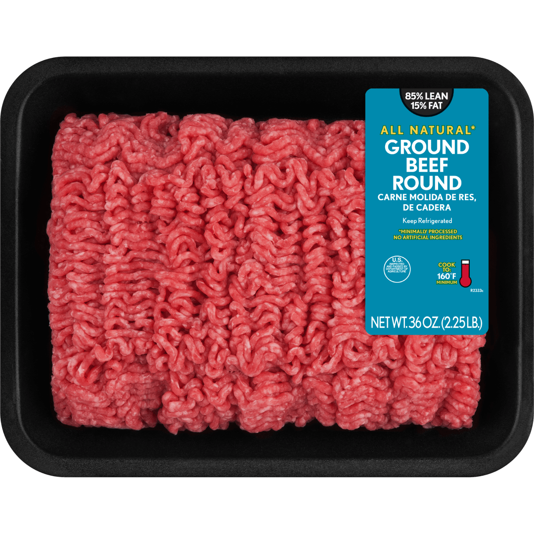 All Natural* 85% Lean/15% Fat Ground Beef Round Tray, 2.25 lb