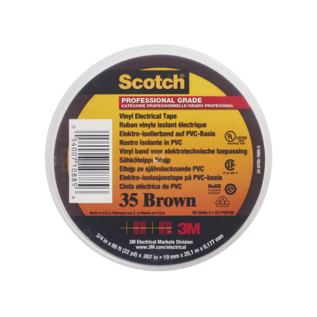 Scotch® 35  Vinil Elektrik Bandı, Kahverengi 19 mm x 20 m