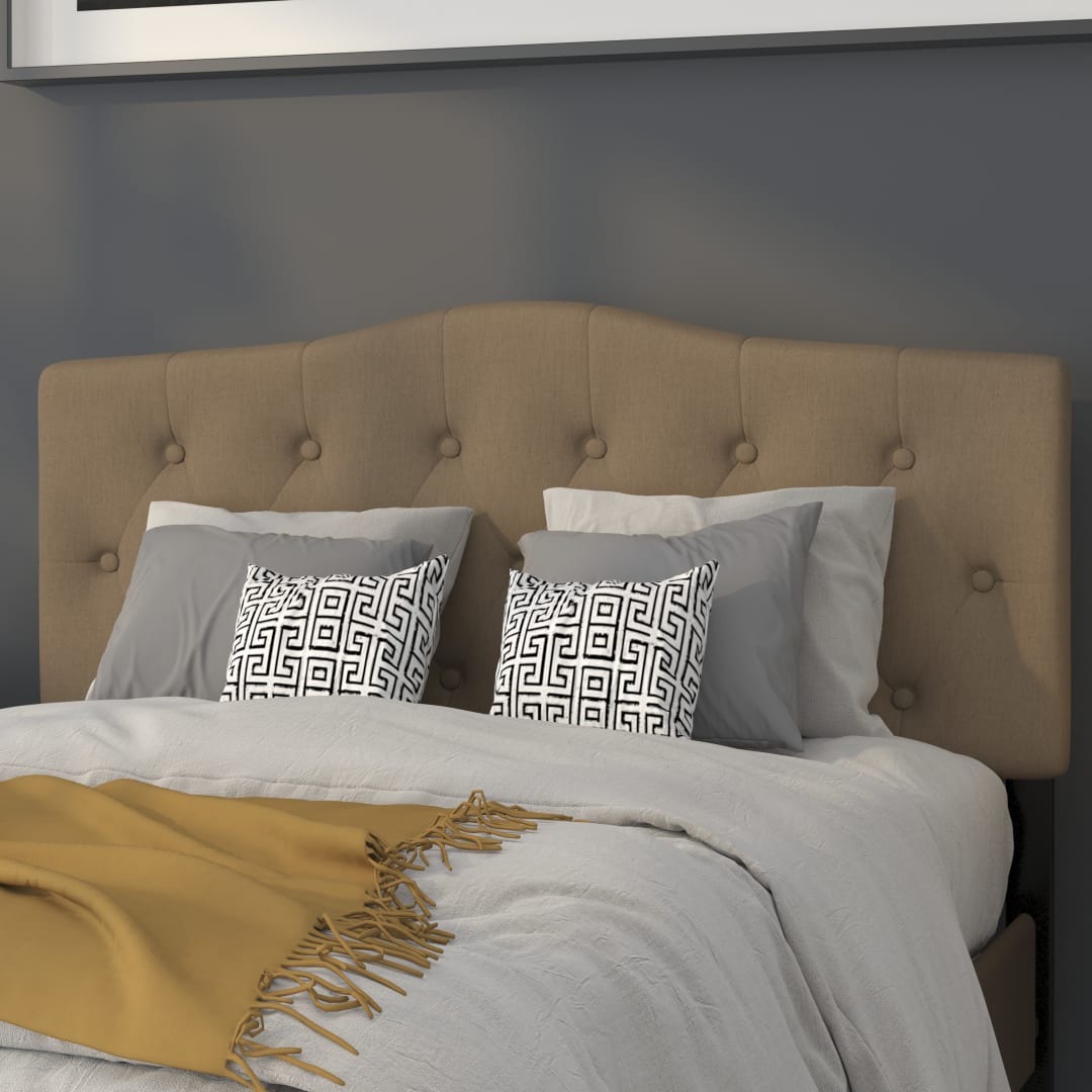 Cambridge Tufted Upholstered Full Size Headboard in Dark Brown Fabric