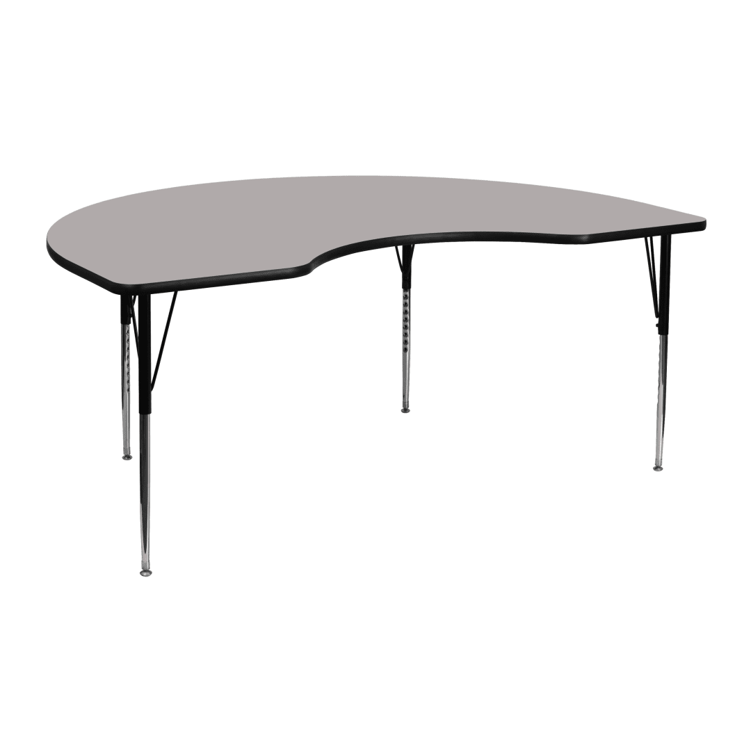 Wren 48''W x 72''L Kidney Grey HP Laminate Activity Table - Standard Height Adjustable Legs