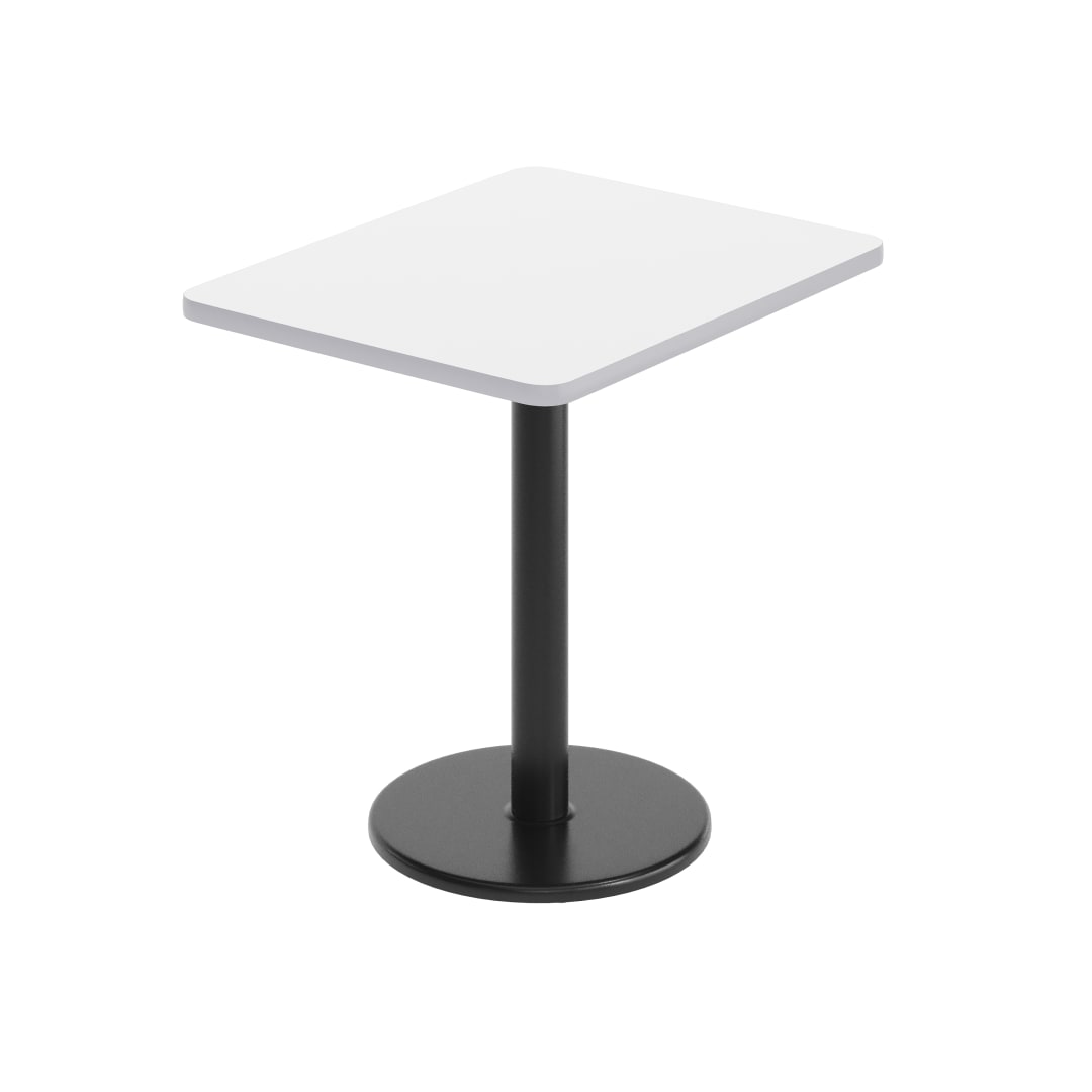 Graniss 24'' x 30'' White Rectangular Laminate Table Top with Black 18" Round Table Height Base
