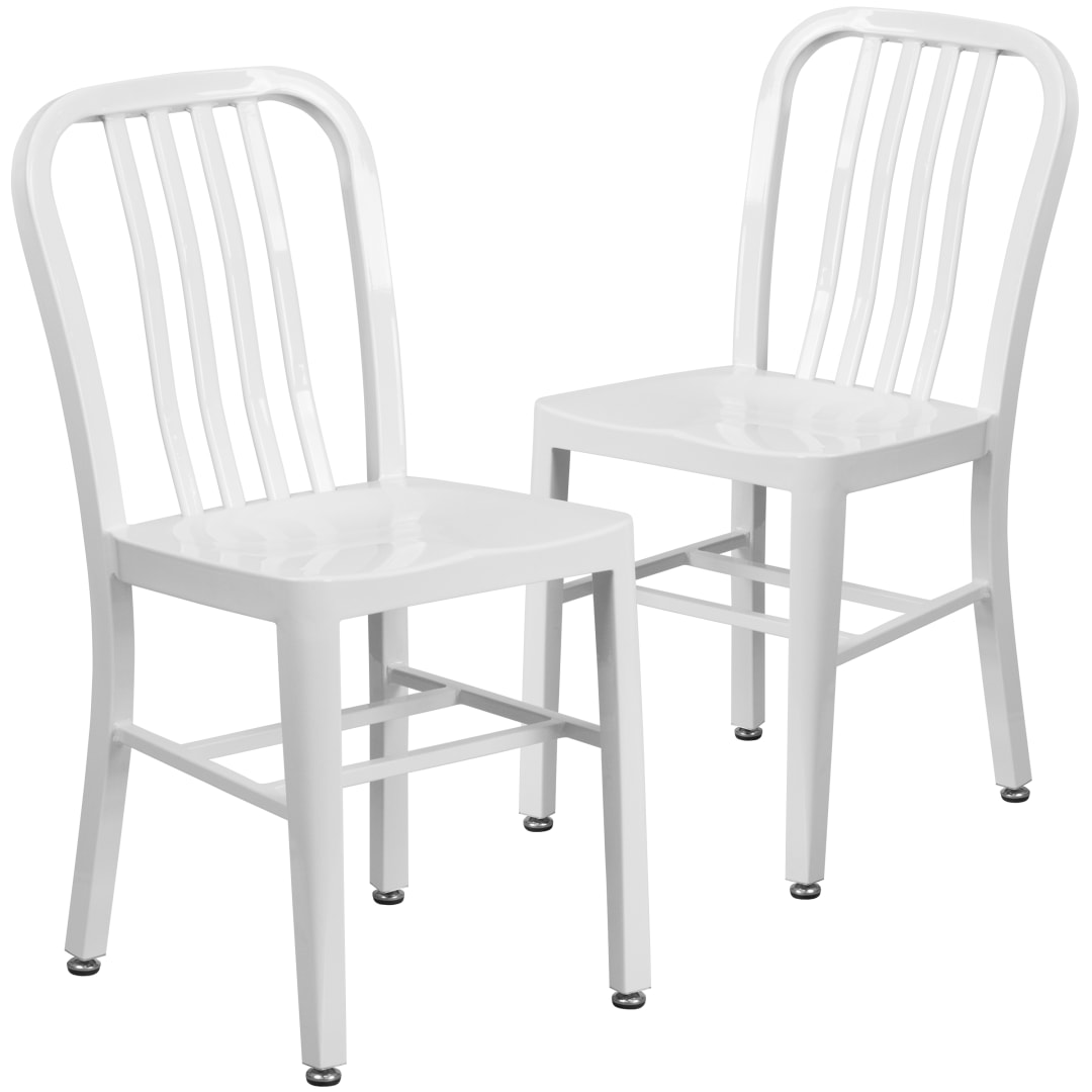 Gael Commercial Grade 2 Pack White Metal Indoor-Outdoor Chair