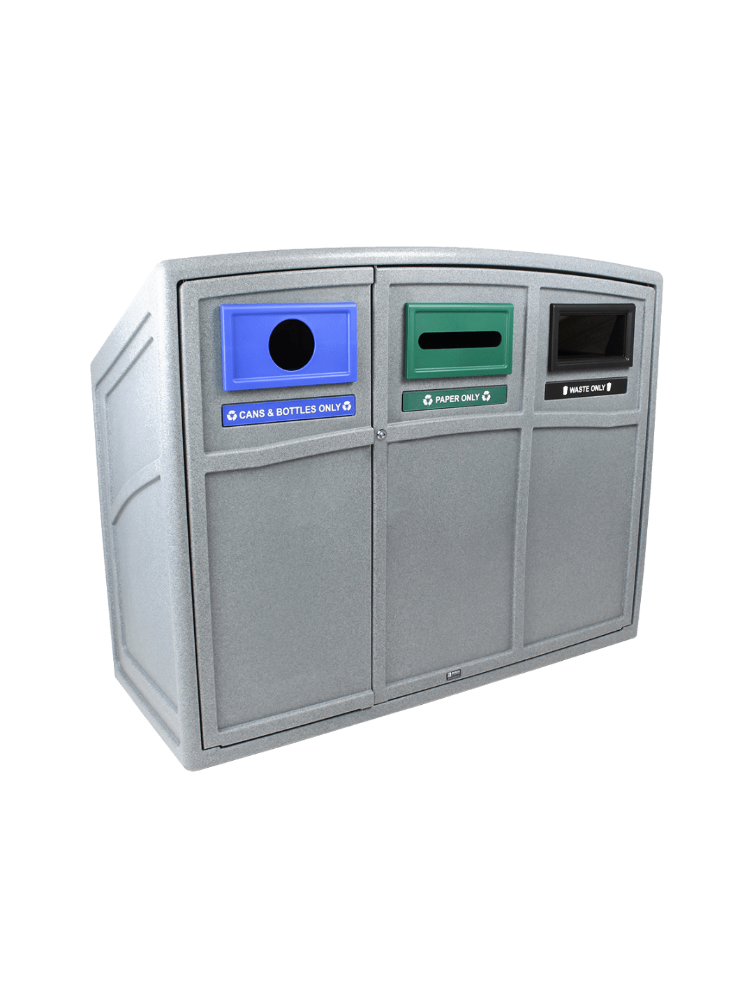  UPTOWN - Triple - Kit - Cans &amp; Bottles-Paper-Waste - Circle-Slot-Full - Greystone