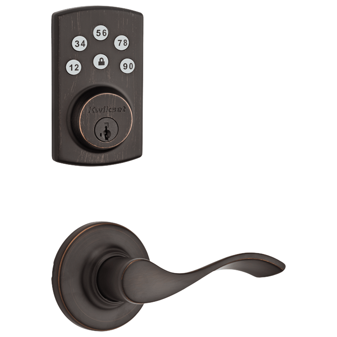 907 Powerbolt® Electronic Deadbolt and Balboa Hall/Closet Lever Combo Pack in Venetian Bronze