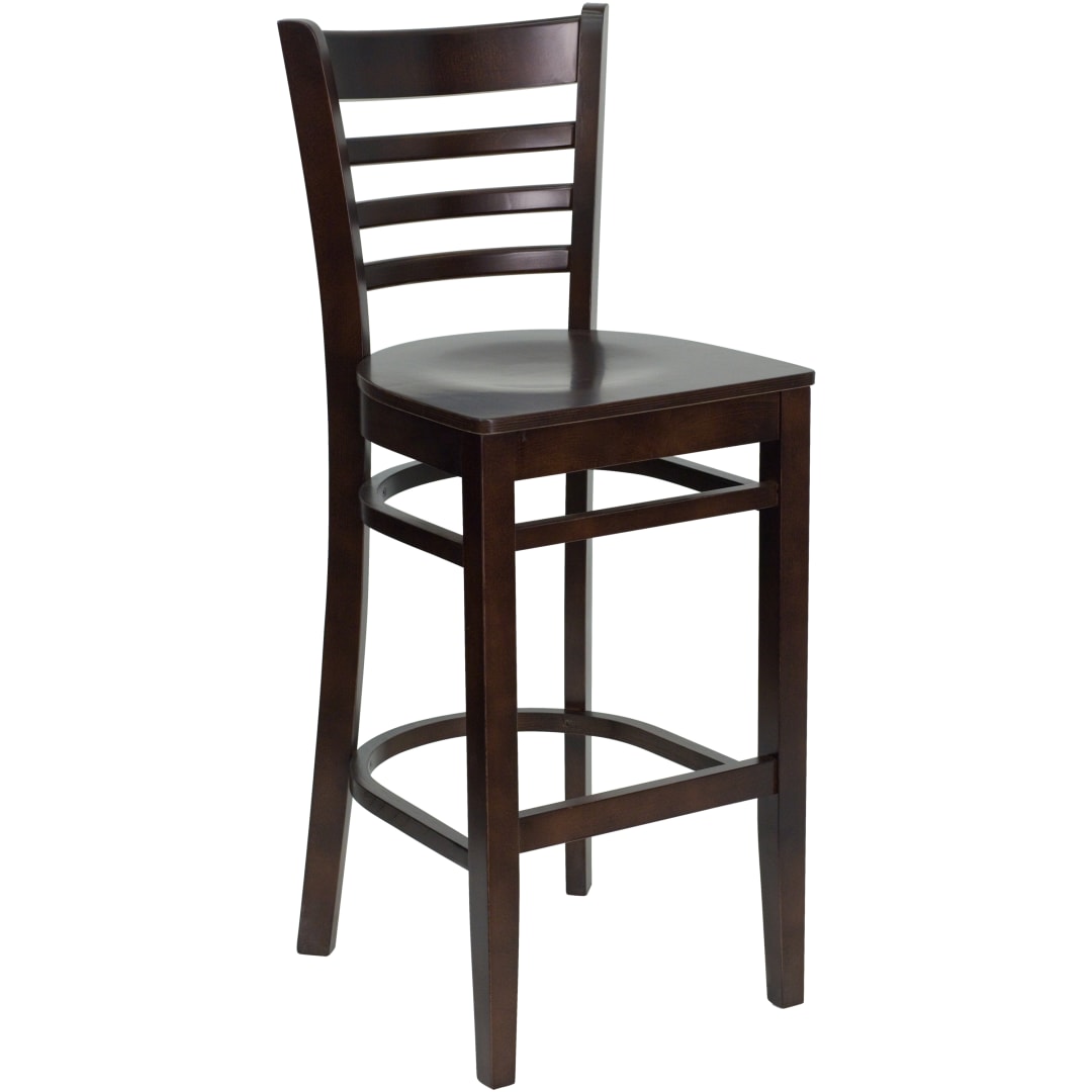 HERCULES Series Ladder Back Walnut Wood Restaurant Barstool