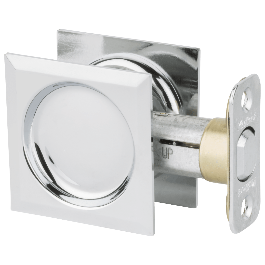 334 Square Hall/Closet Pocket Door Lock in Polished Chrome
