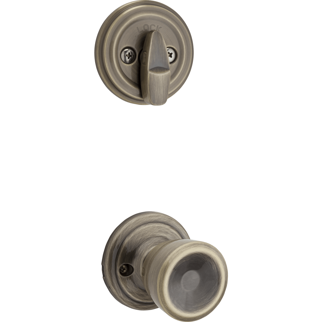 966 Single Cylinder Interior Pack w/Abbey Knob for Signature Series Handlesets in Antique Brass