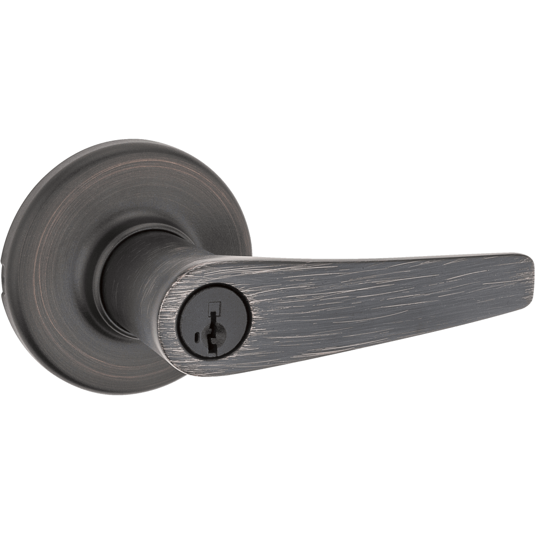 Delta Round Keyed Entry Lever in Venetian Bronze