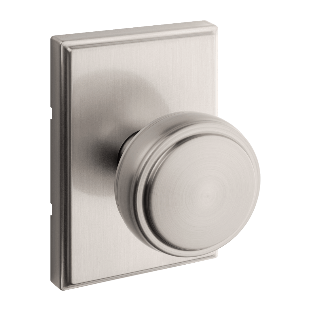Sora Hall/Closet Knob w/ Rectangular Rose in Satin Nickel