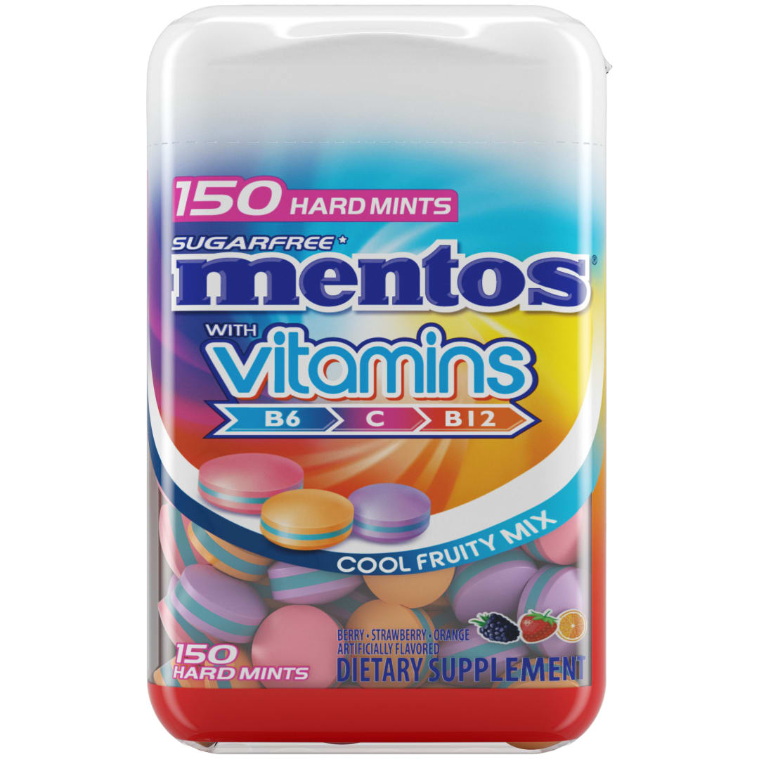 Mentos with Vitamins Hard Mints Cool Fruity Mix 150 pc Large Bottle