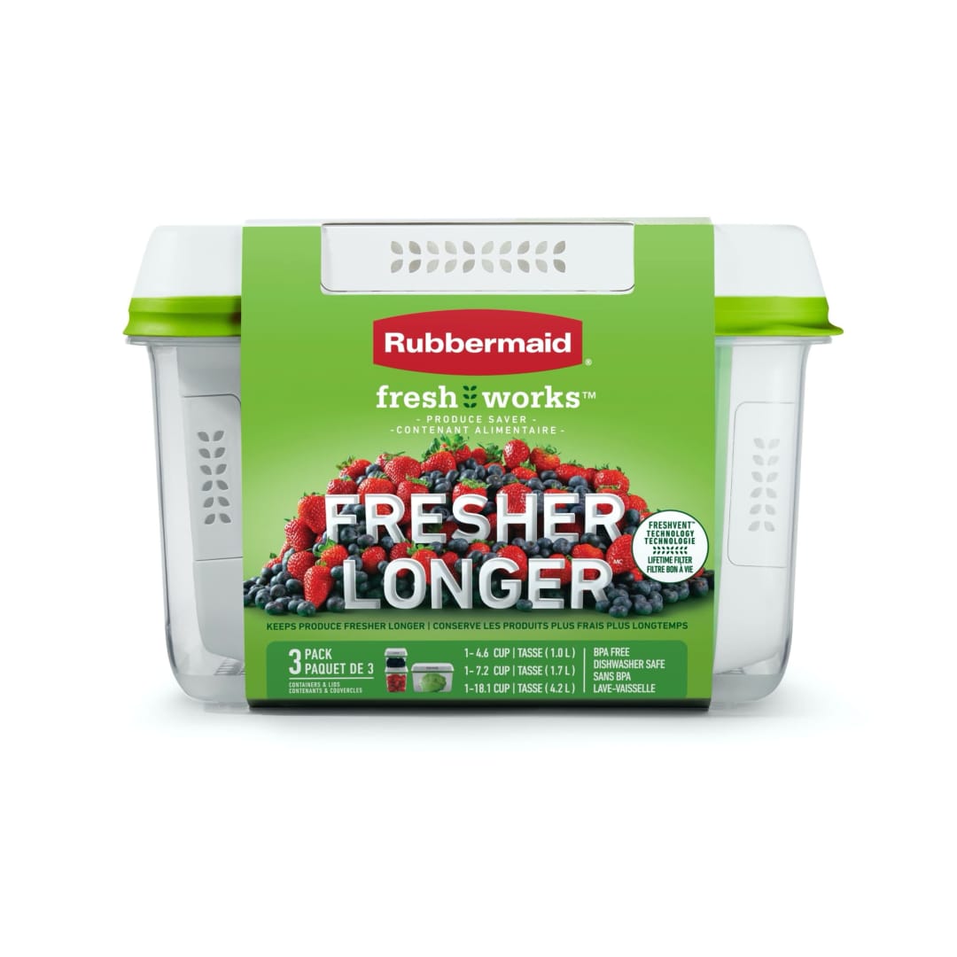 Rubbermaid® FreshWorks Produce Saver, Medium and Large Storage Containers, 6-Piece Set, Clear