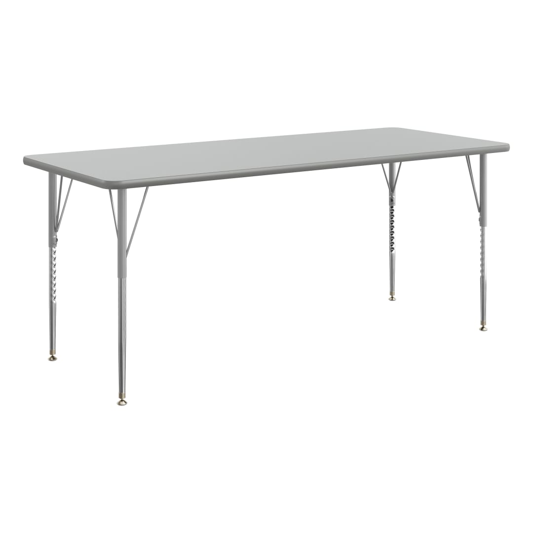 Wren 72" x 30" Adjustable Height Activity Table, Thermal Laminate Top, Standard Legs, Gray