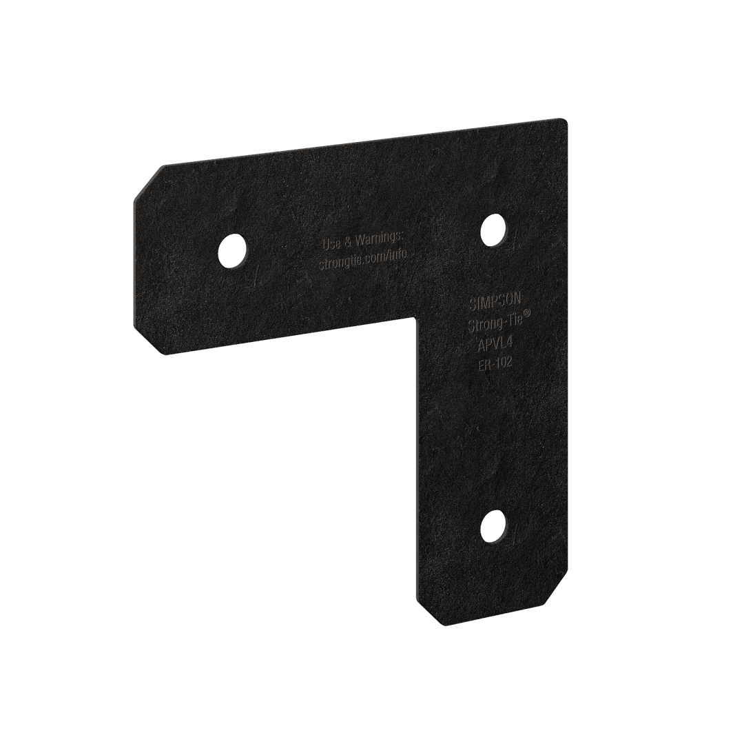 Simpson Strong-Tie APVL4 Outdoor Accents® Avant Collection™ ZMAX®, Black Powder-Coated L Strap for 4x4 (Pack of 8)