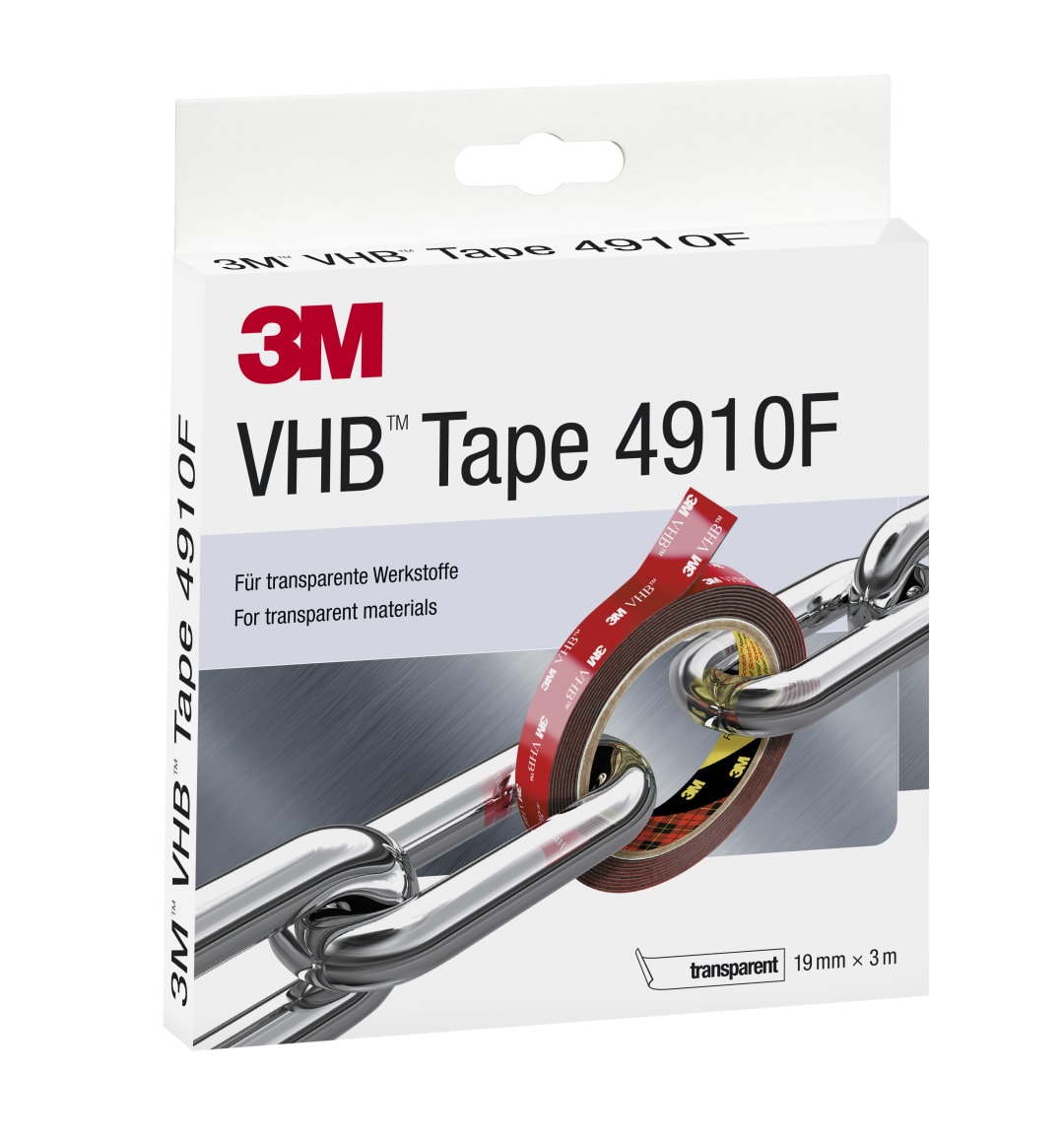3M™ VHB™ Bant 4910F, Şeffaf, 19 mm x 3 m, 1.0 mm