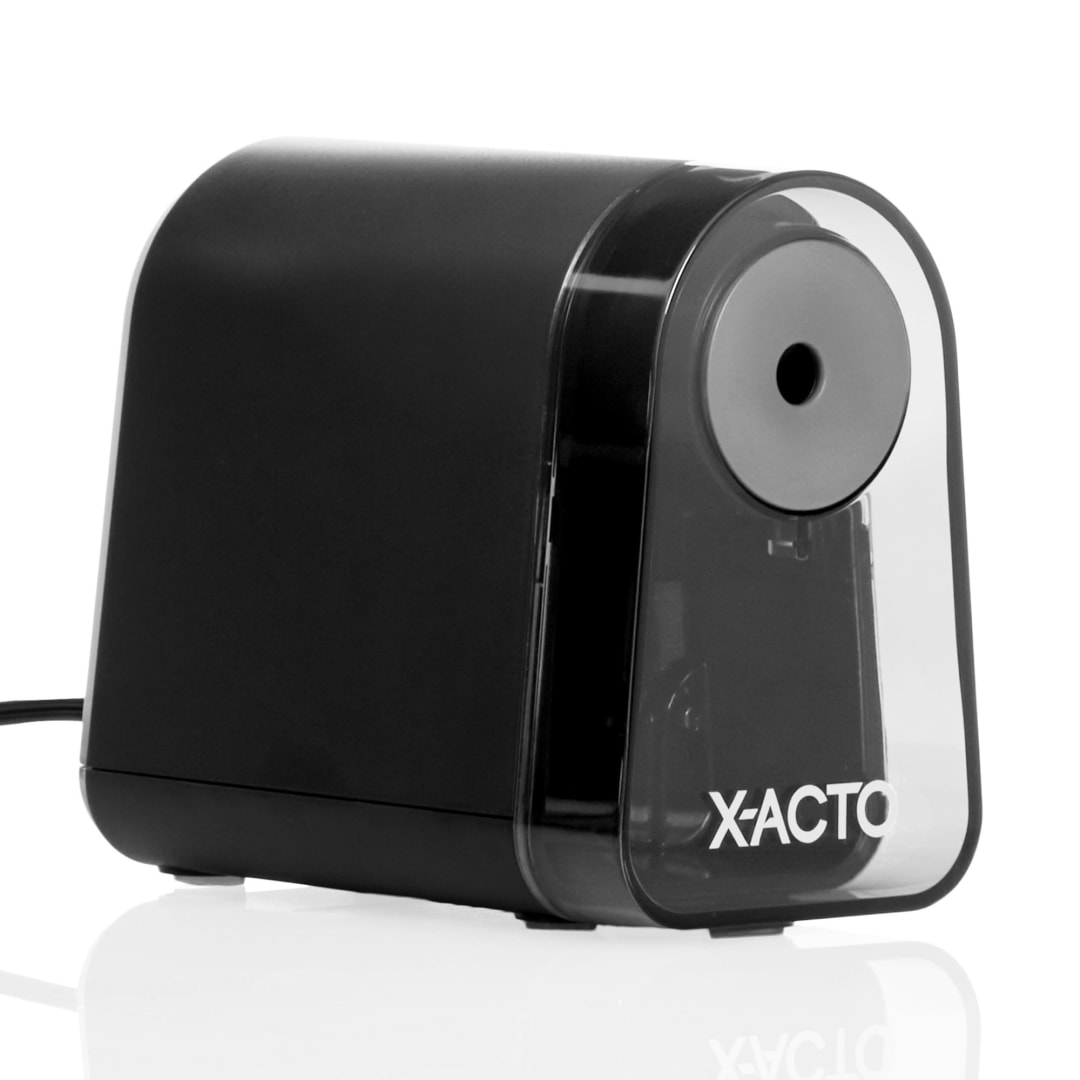 X-ACTO® Pencil Sharpener, Mighty Mite® Electric Pencil Sharpener, With Pencil Saver®, SafeStart® Motor, Black, 1 Count