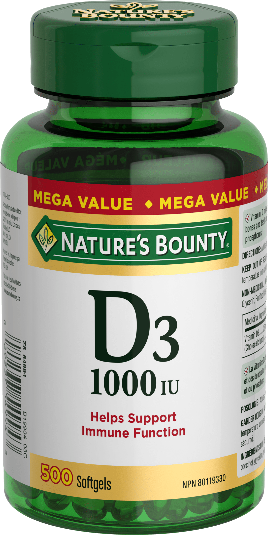 NBTY VIT D 1000IU MEGA 24X500SGL CA