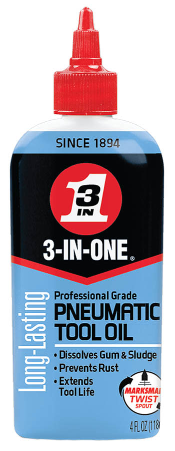 3-IN-ONE 4 fl oz Pneumatic Tool Oil, Professional Air Tool Lubricant for Auto Impacts & Ratchets [12ct Case Pack]