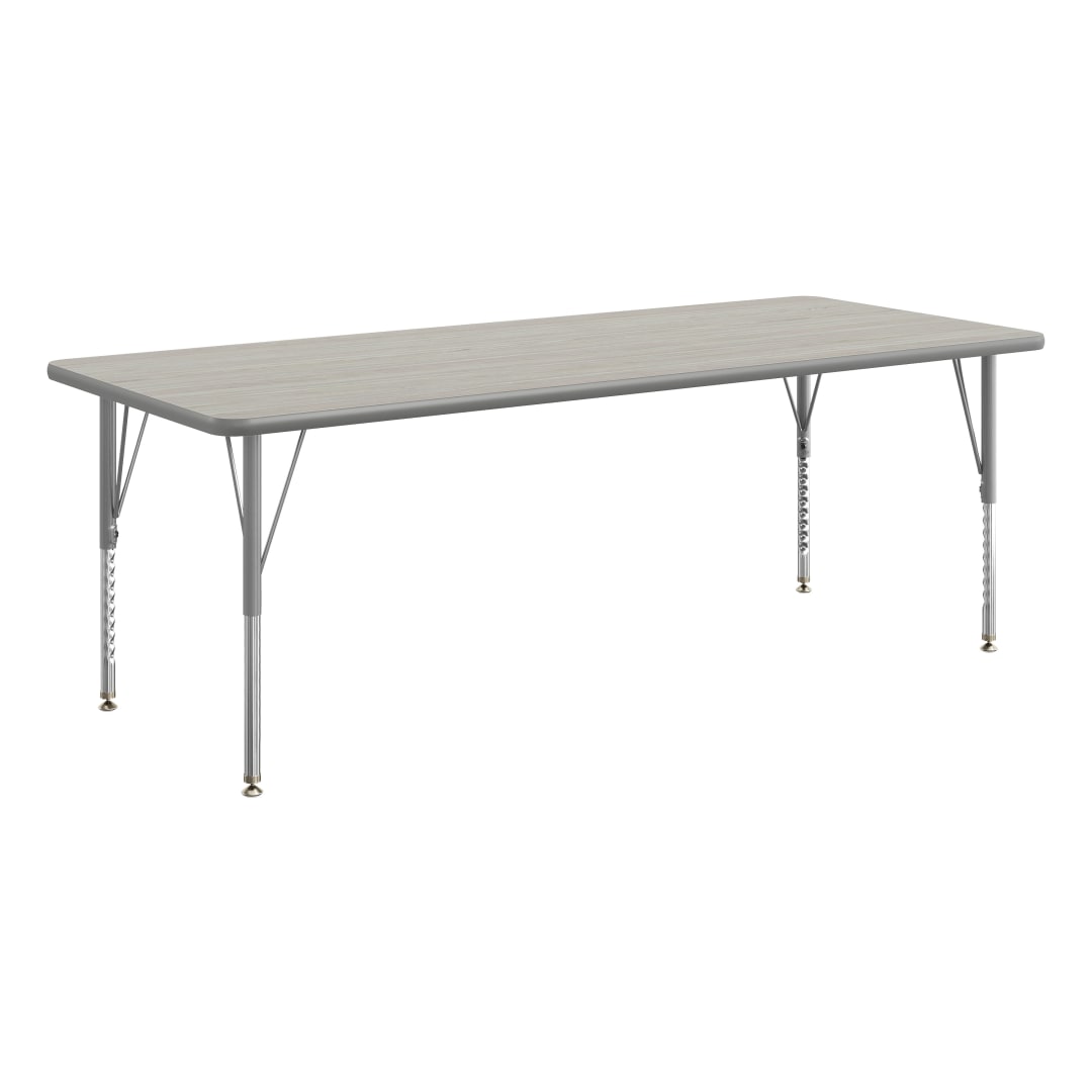 Wren 72" x 30" Adjustable Height Activity Table, Thermal Laminate Top, Short Legs, Light Gray