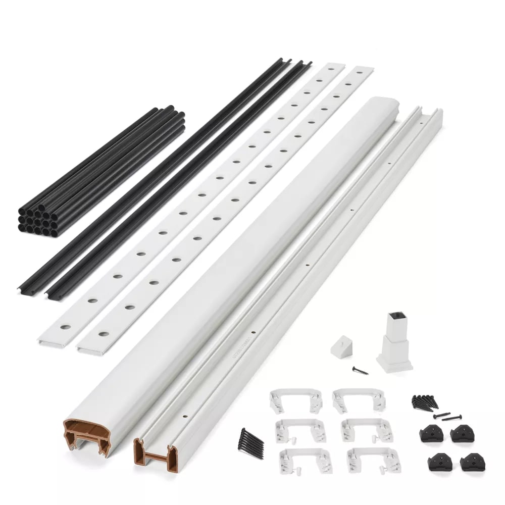 6-ft x 36-in Transcend Horizontal Rail Kit with Round Aluminum Balusters - Classic White Full Span
