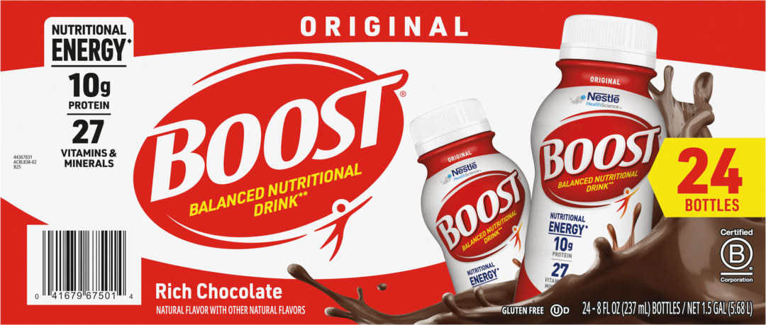 BOOST Original Balanced Nutritional Drink Protein Shakes, Rich Chocolate, 8 fl oz, 24 Pack