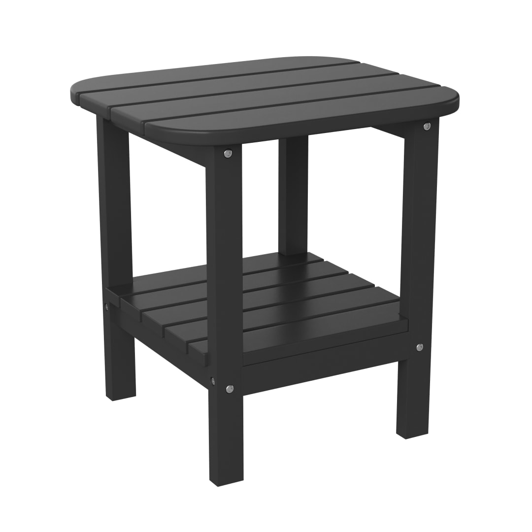 Newport HDPE 2-Tier Adirondack Side Table - All-Weather - Indoor/Outdoor Black