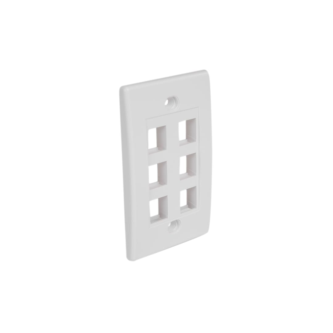 6 Outlet Universal Wallplate-White