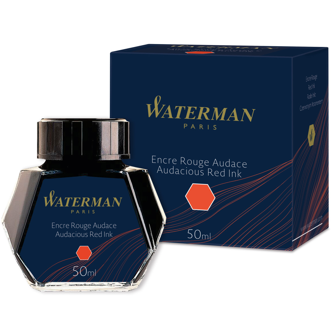 Waterman tinta para pluma estilográficarojo audazfrasco de 50 ml