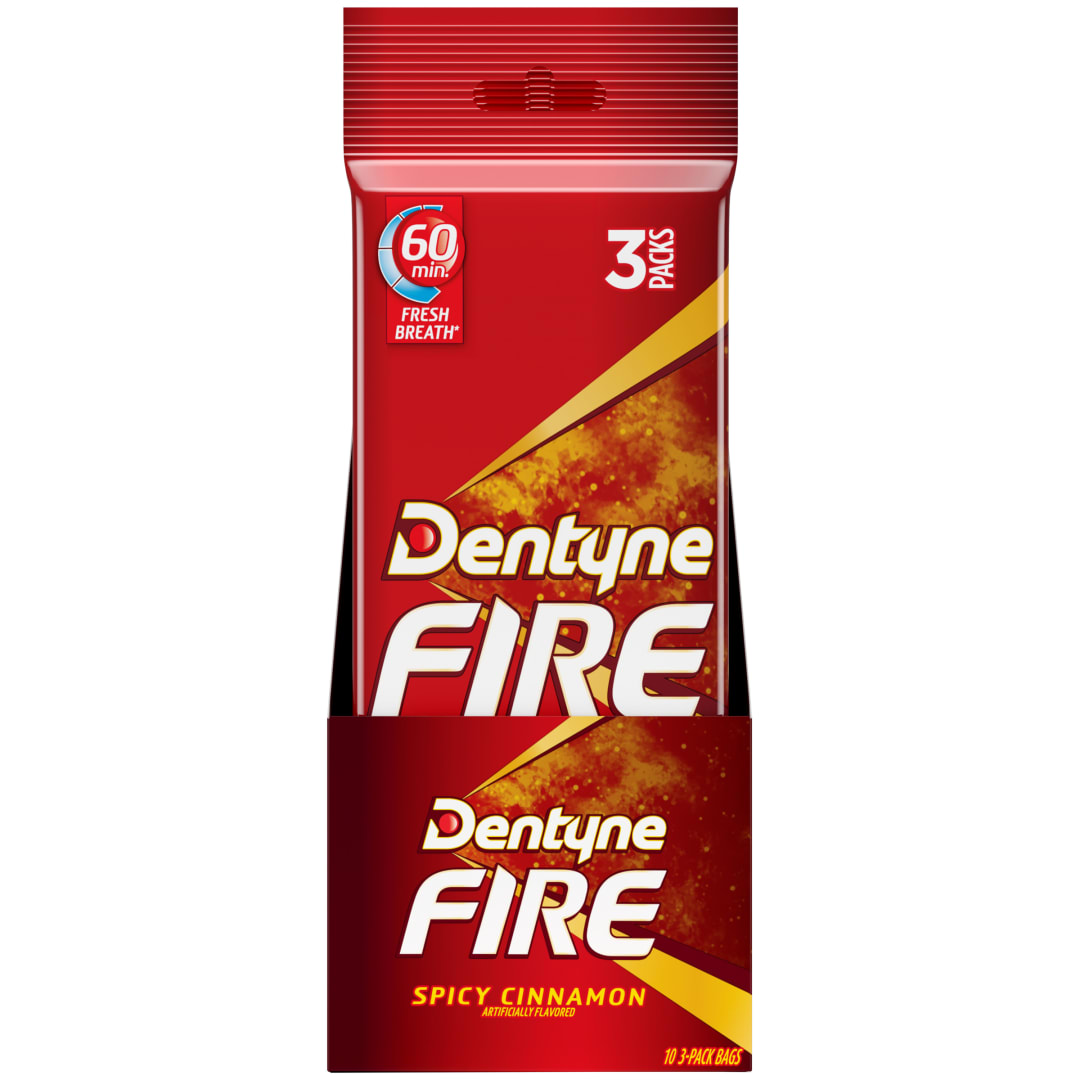 Dentyne Fire Sugar Free Chewing Gum Cinnamon 48 pc MUP 3pks - 10 Pack