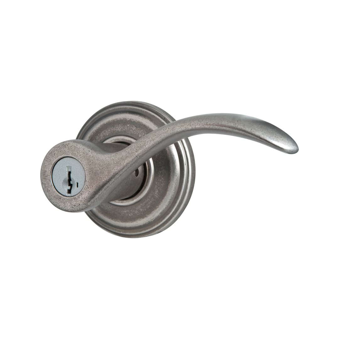 Pembroke Keyed Entry Lever featuring SmartKey Security™ in Rustic Pewter
