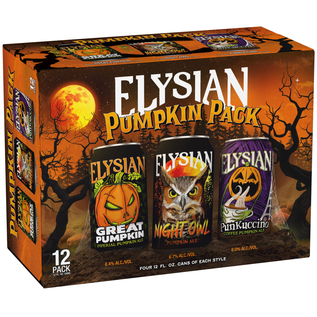 Elysian Pumpkin Variety Pack 12x12 oz Can Pack CARRIER - Craft Direct - Punkuccino, Great Pumpkin, Night Owl Pumpkin Ale