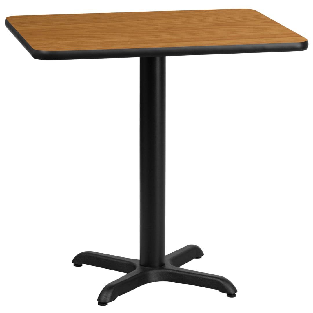 Graniss 24'' x 30'' Rectangular Natural Laminate Table Top with 22'' x 22'' Table Height Base