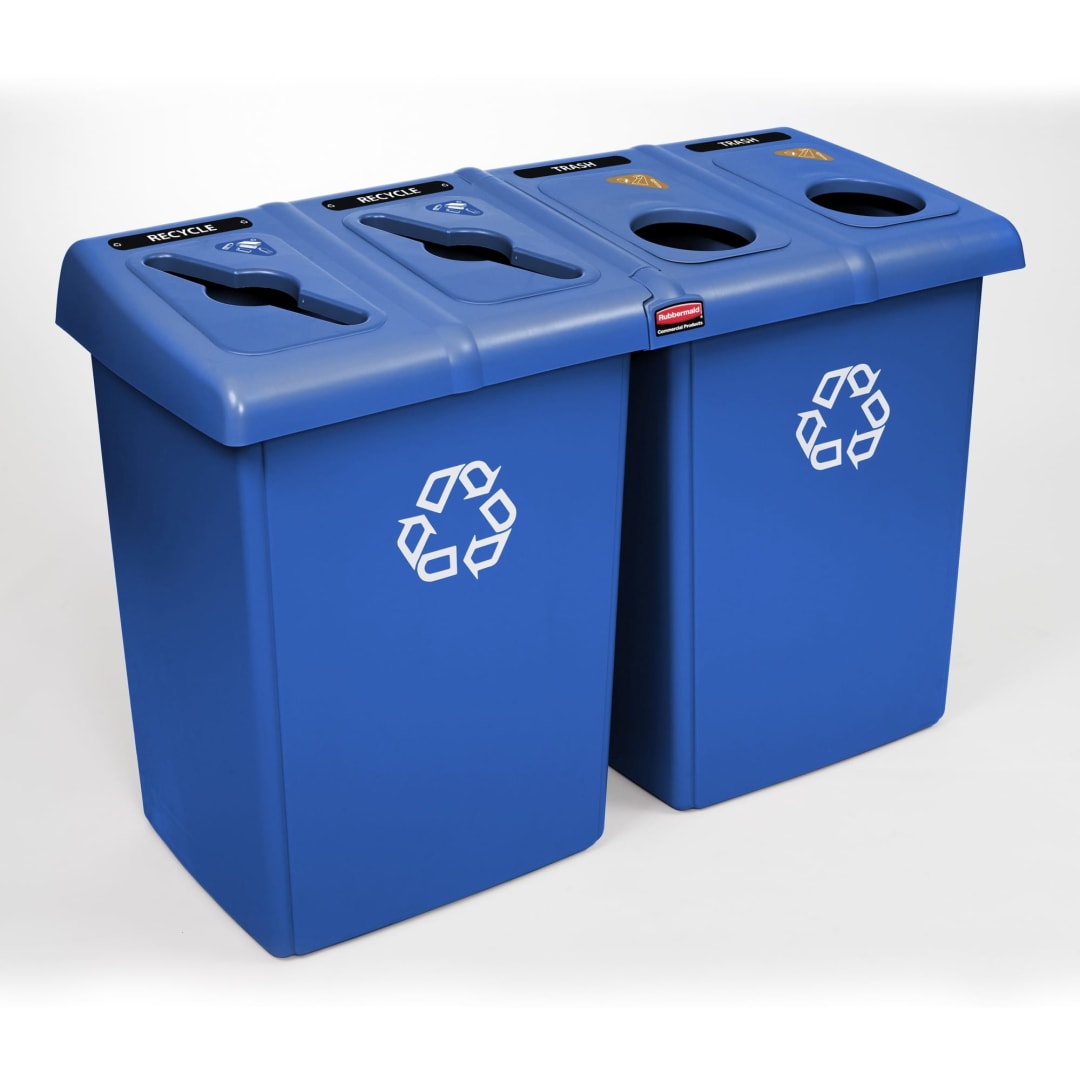 Rubbermaid Commercial Products Four Stream Glutton Recycling Station, Blue