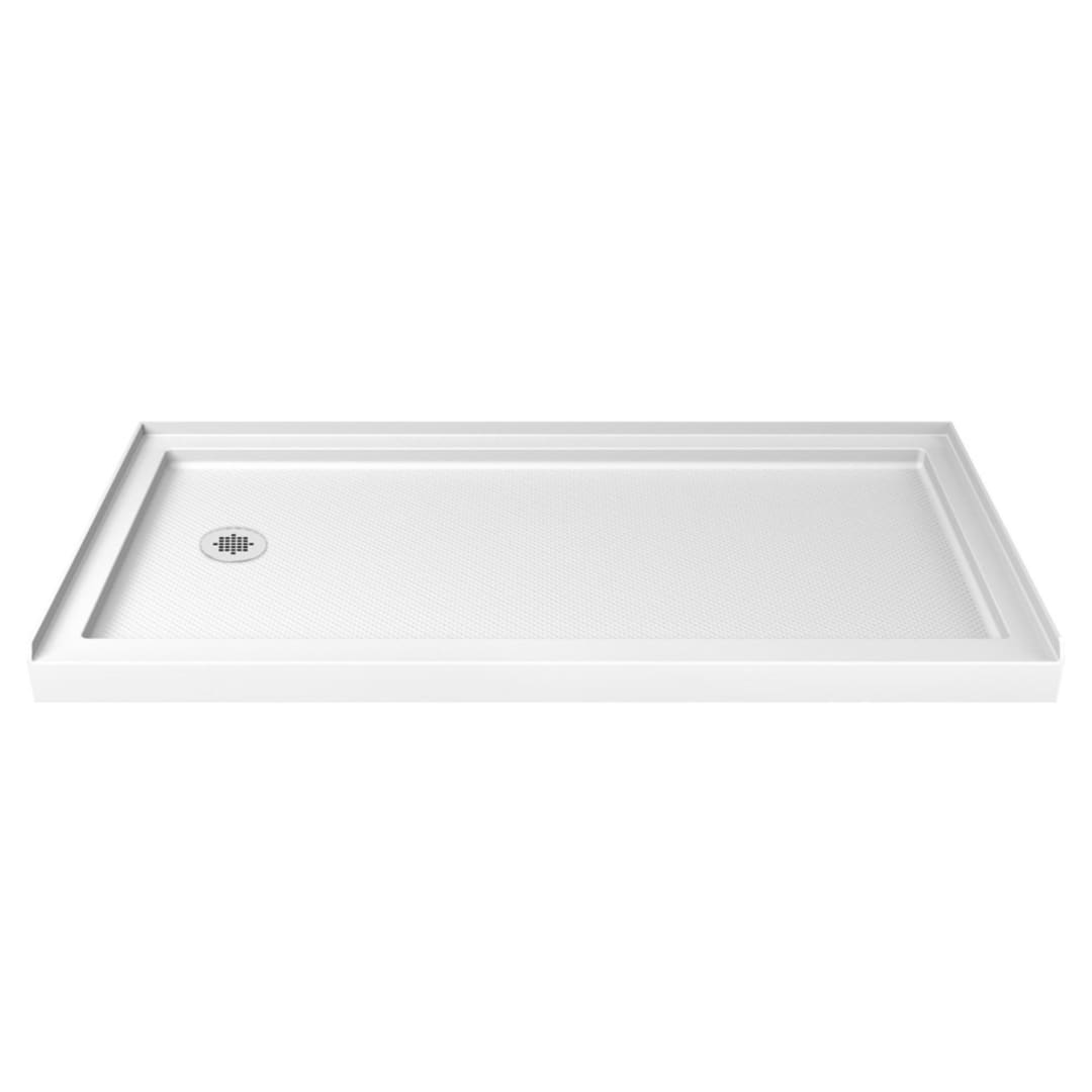Dreamline Luna 32 inch D x 60 inch W x 3 3/4 inch H Left Drain Single Threshold Shower Base in White