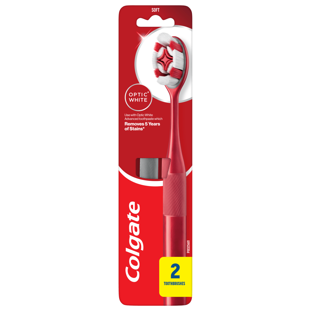 Colgate Optic White Soft Toothbrush for Adults, 2 Pack