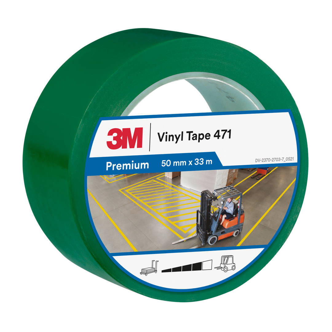 3M™ Weich-PVC-Klebeband 471, Grün, 50 mm x 33 m, 0.14 mm, Einzelverpackt
