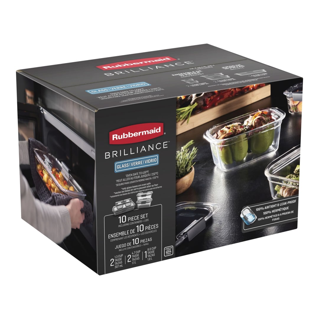 Rubbermaid Brilliance Glass 10-Piece Food Storage Container Set