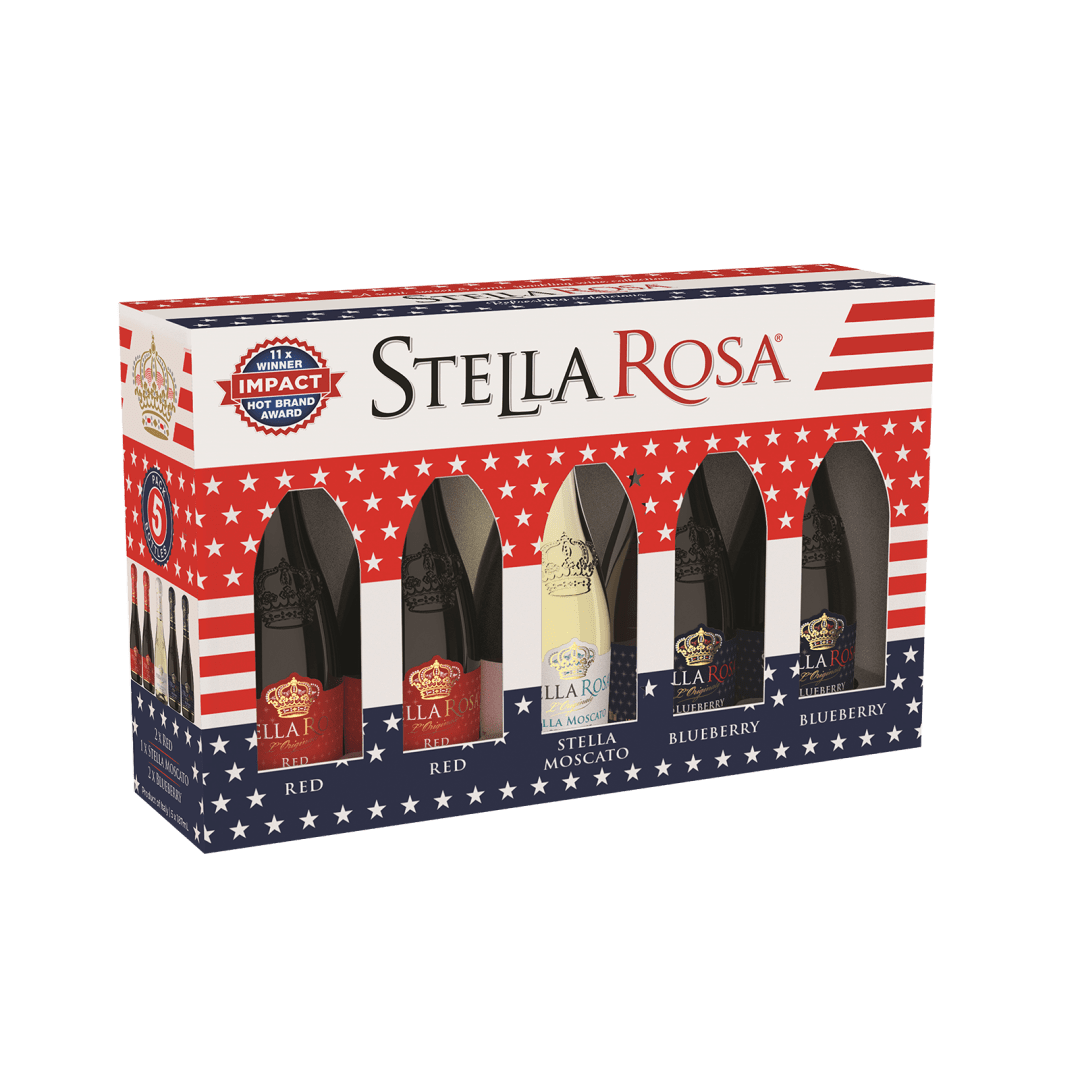 Stella Rosa Freedom Pack Semi-Sparkling Wine Assortment Gift Pack VAP, 5Pk 187 ml