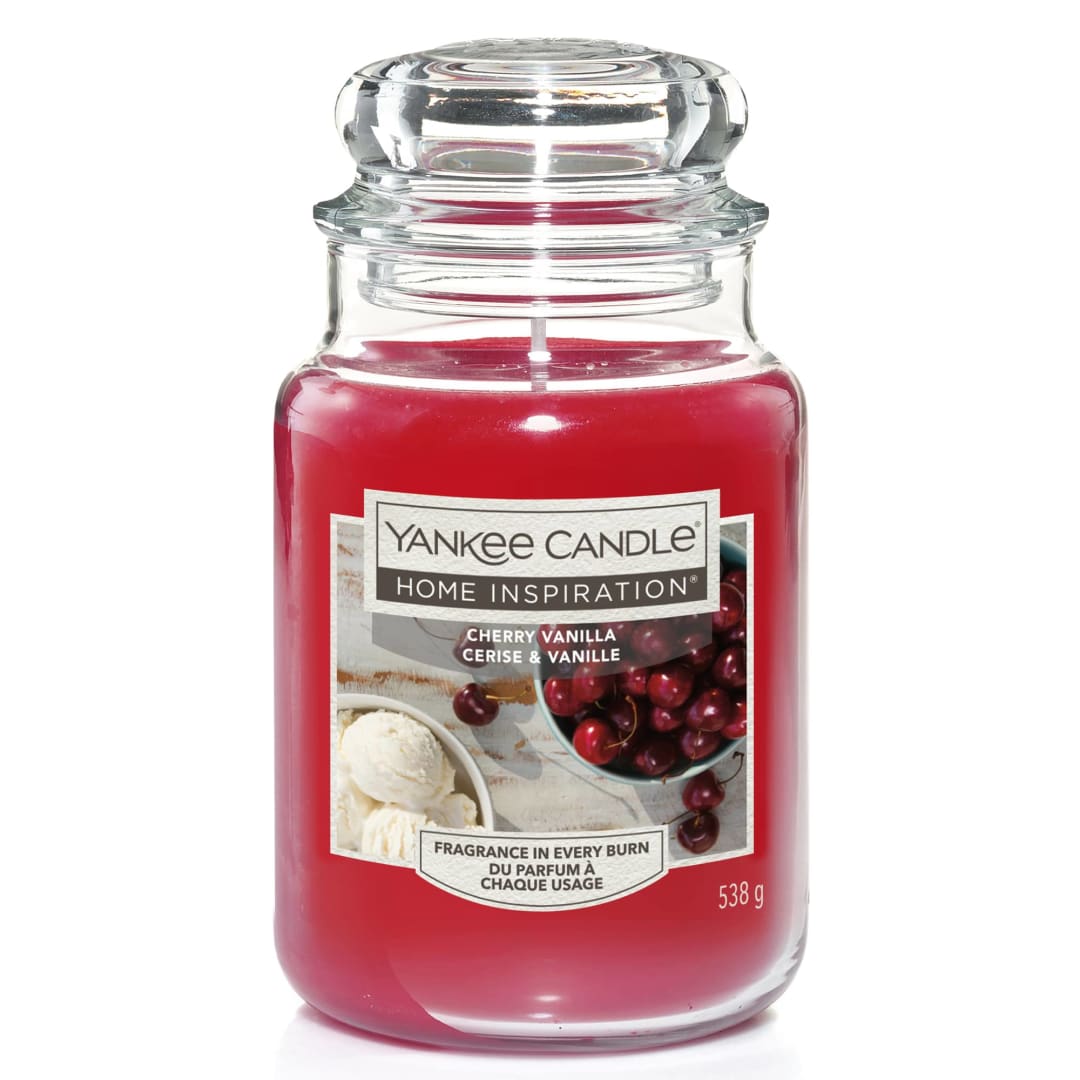 Yankee Candle® Home Inspiration Scented Candle | Cherry Vanilla Large Jar Candle | Burn Time: up to 150 Hours