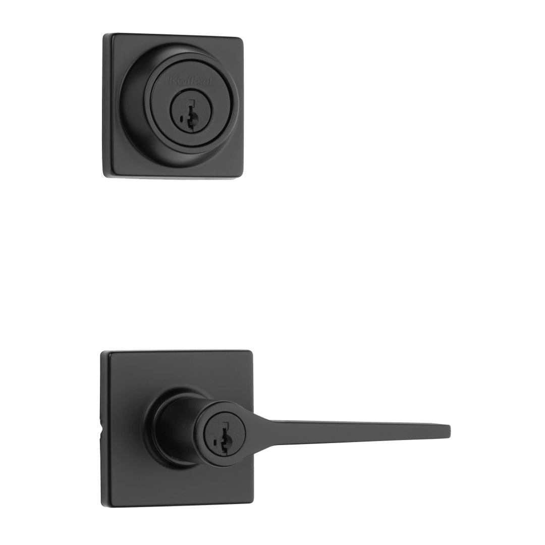 690 Hollis Keyed Entry Lever and Single Cylinder Deadbolt Combo Pack featuring SmartKey Security™ in Matte Black